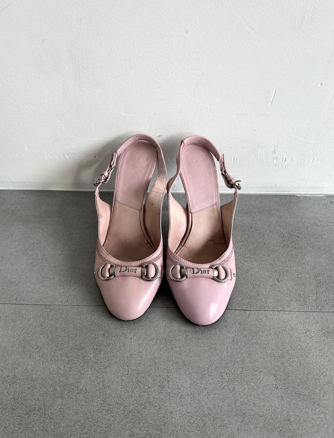 디올 2000s 레이디 디올 베이비핑크 슬링백 힐 상품이미지1