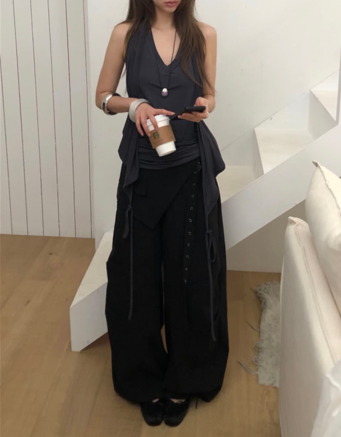 서울 베이스드 WRAP SKIRT BELT WIDE PANTS 상품이미지1