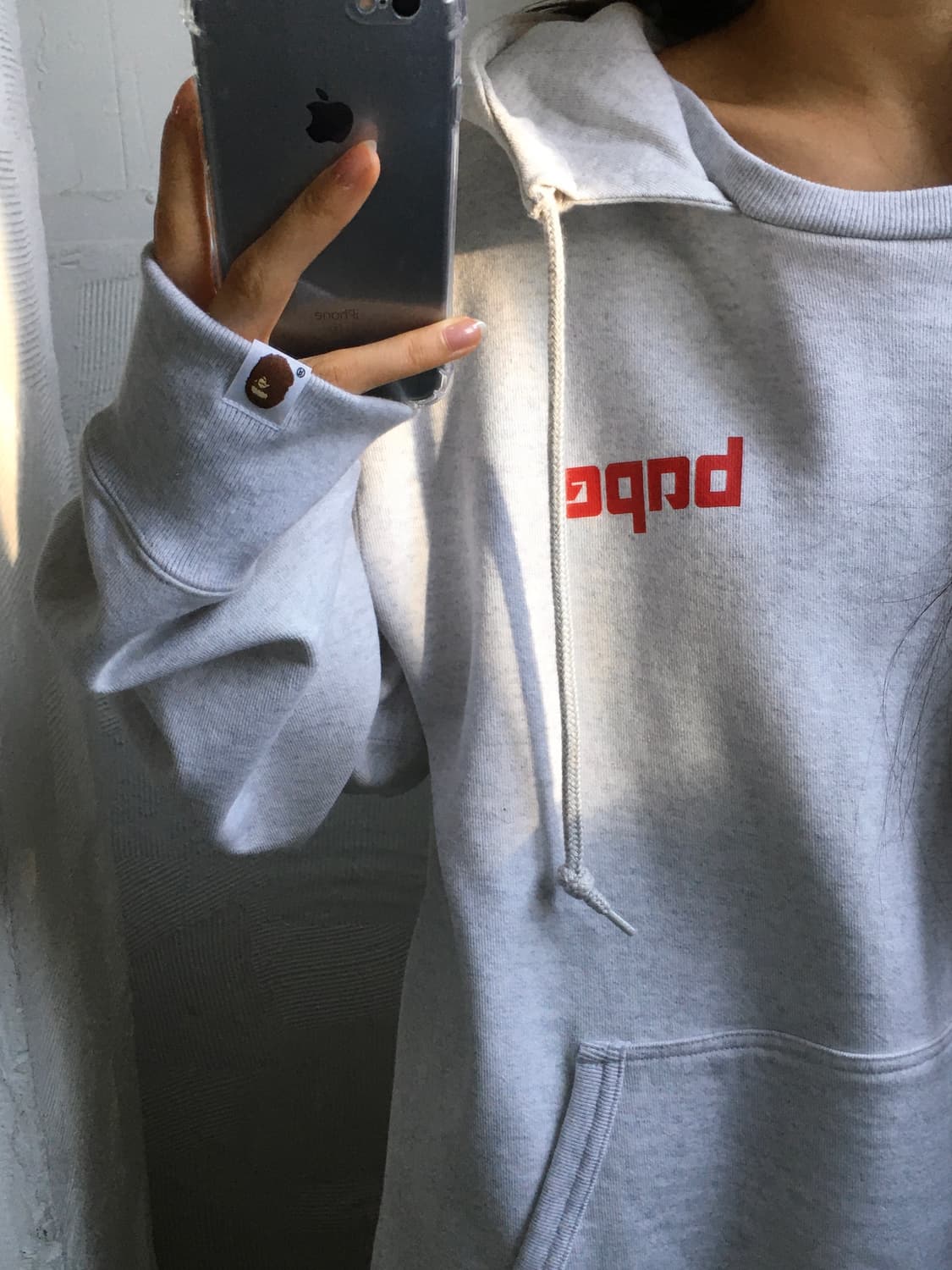 (미사용) Bape 베이프 멜란지그레이 풀오버 백프린팅 애프터 후드  상품이미지2