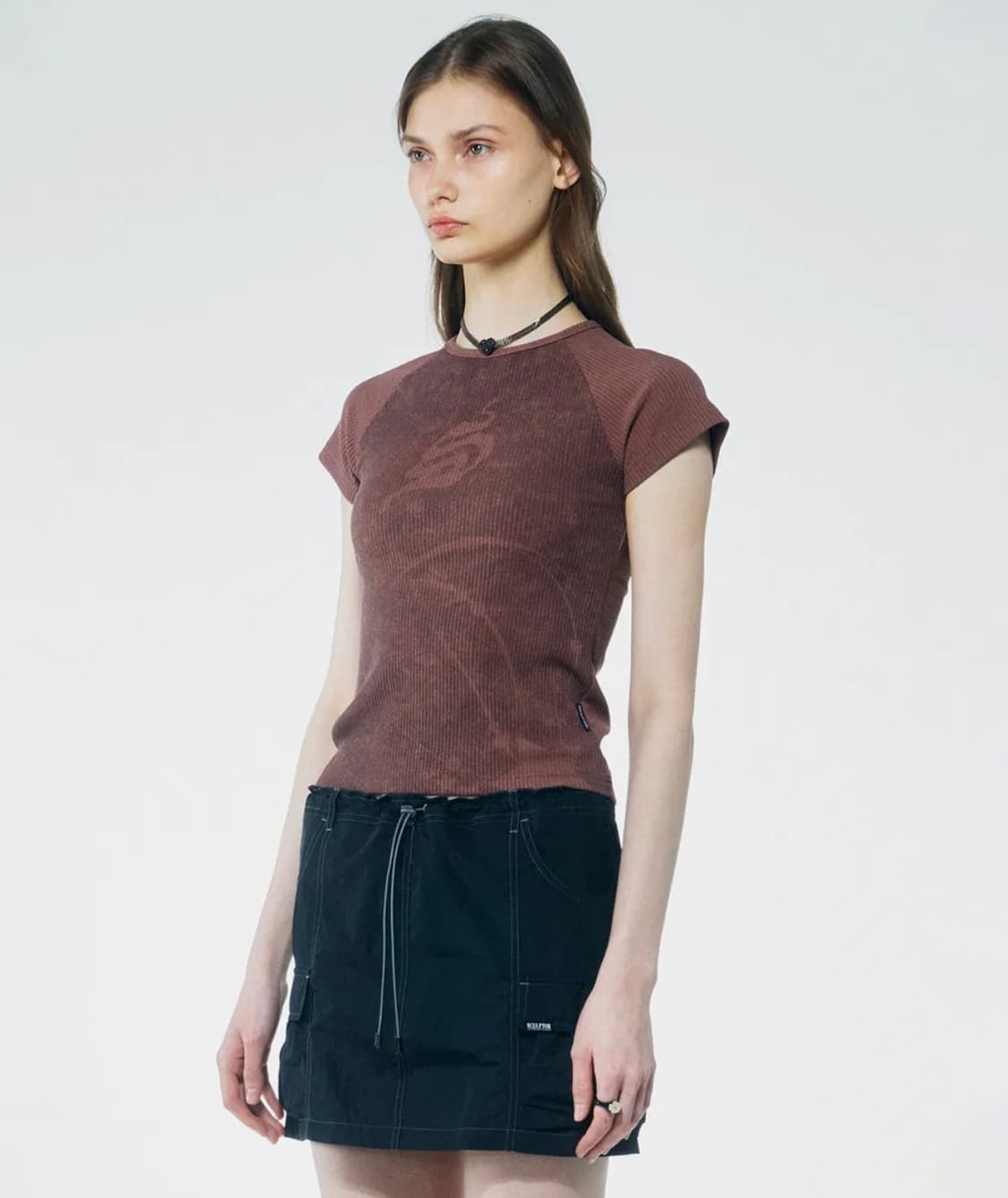 스컬프터 brushed crop top berry M 상품이미지3
