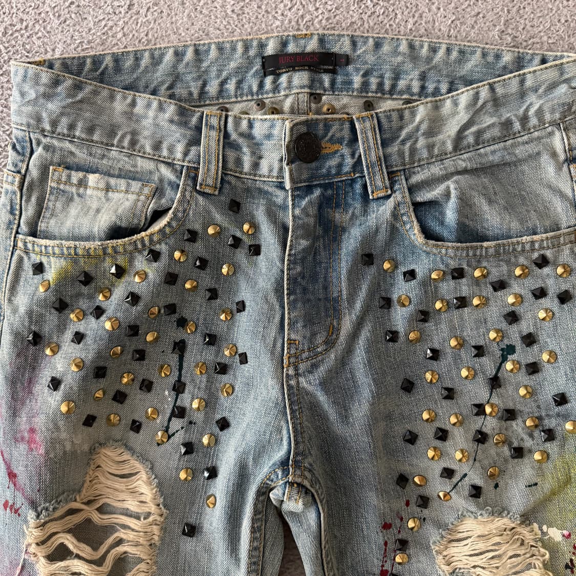 Jury black stud painting jeans 상품이미지2