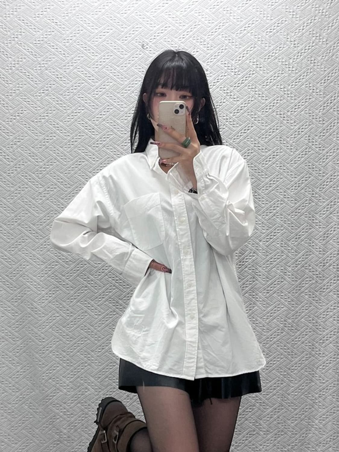 유니클로 X JW앤더슨 빈티지 캐주얼 모던시크 크림 셔츠 M C11787 상품이미지2