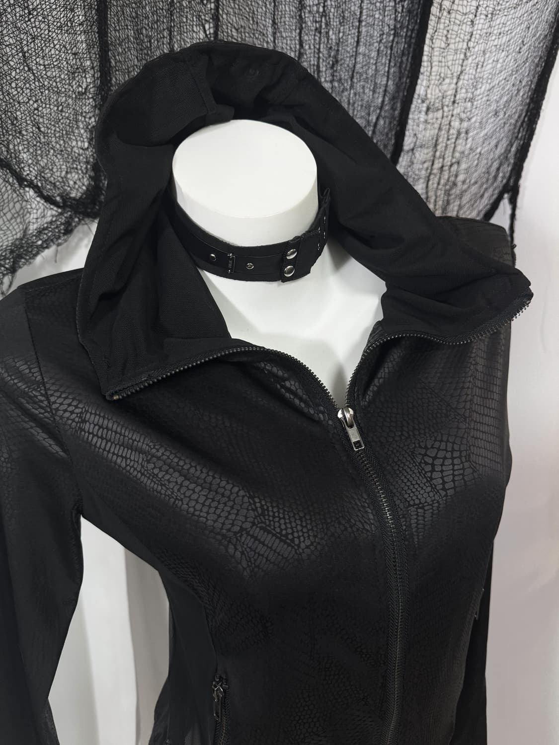  snake skin see through hood zip up 상품이미지2