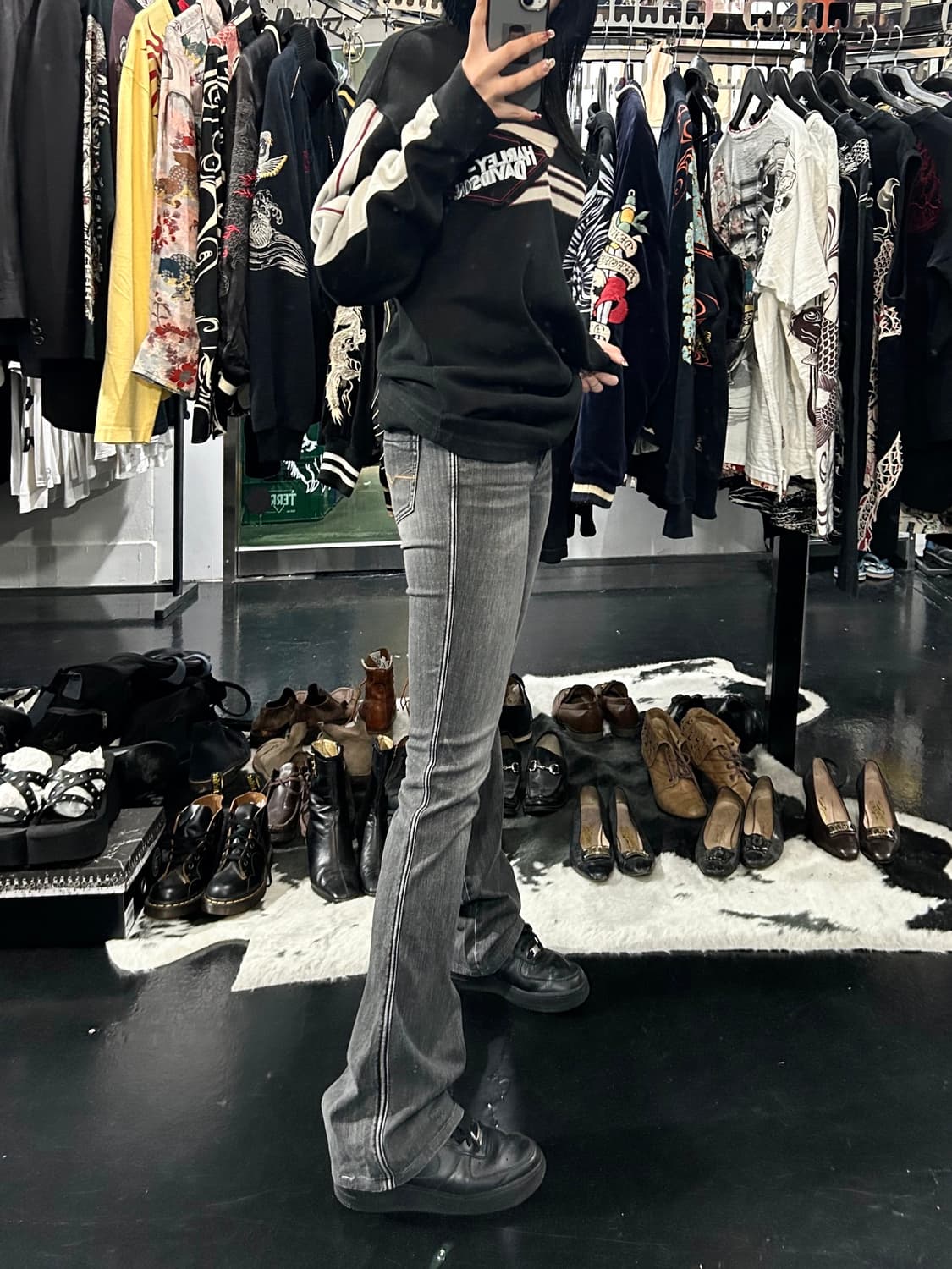 빈티지 흑청 워싱 부츠컷 팬츠 상품이미지3