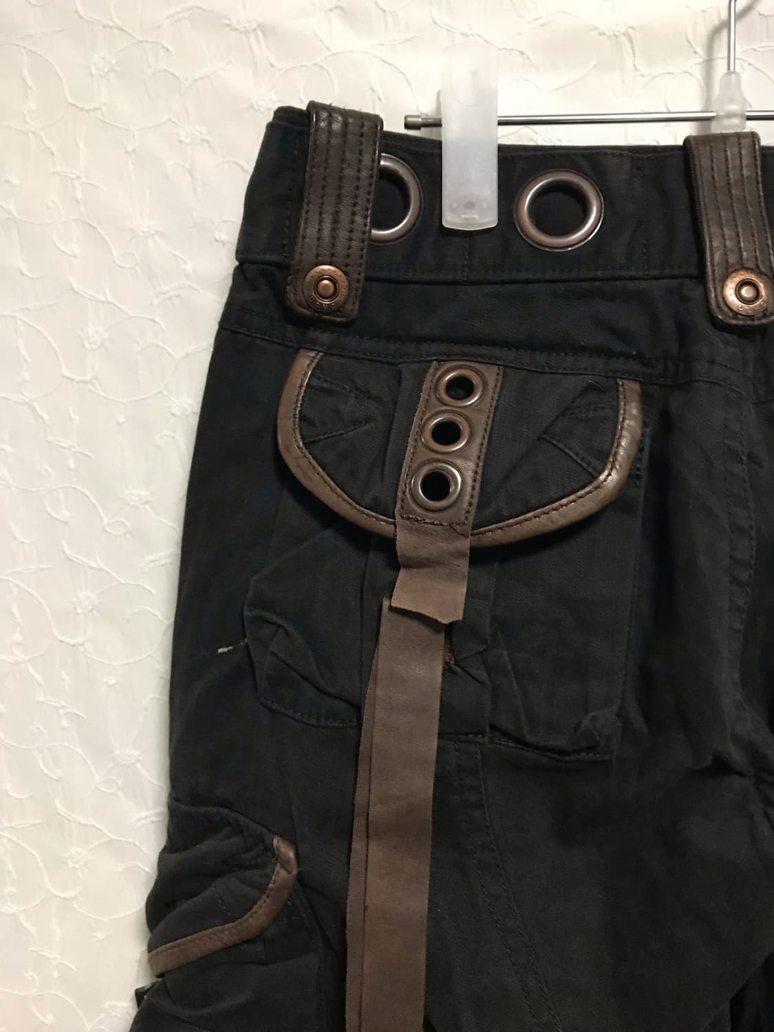 빈티지 dohc 00s y2k 아일렛 레더 스트랩 카고 팬츠 상품이미지7