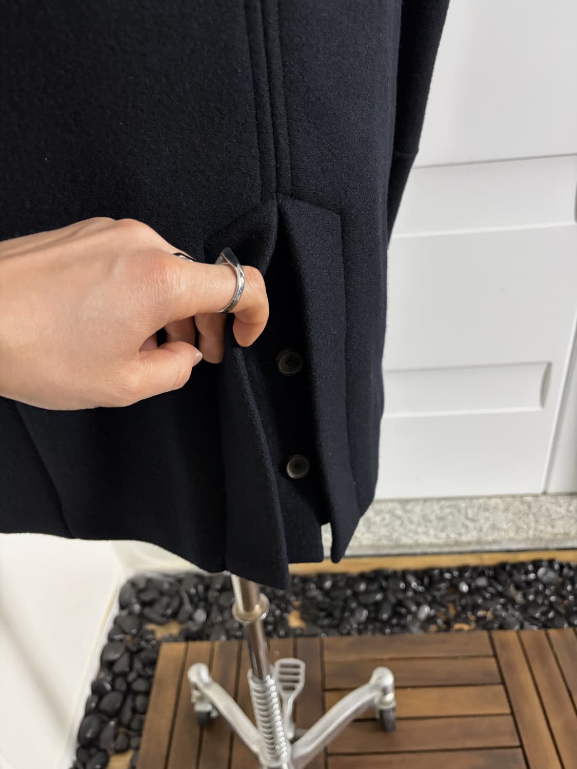 더블브레스트 하이넥코트 네이비 상품이미지9