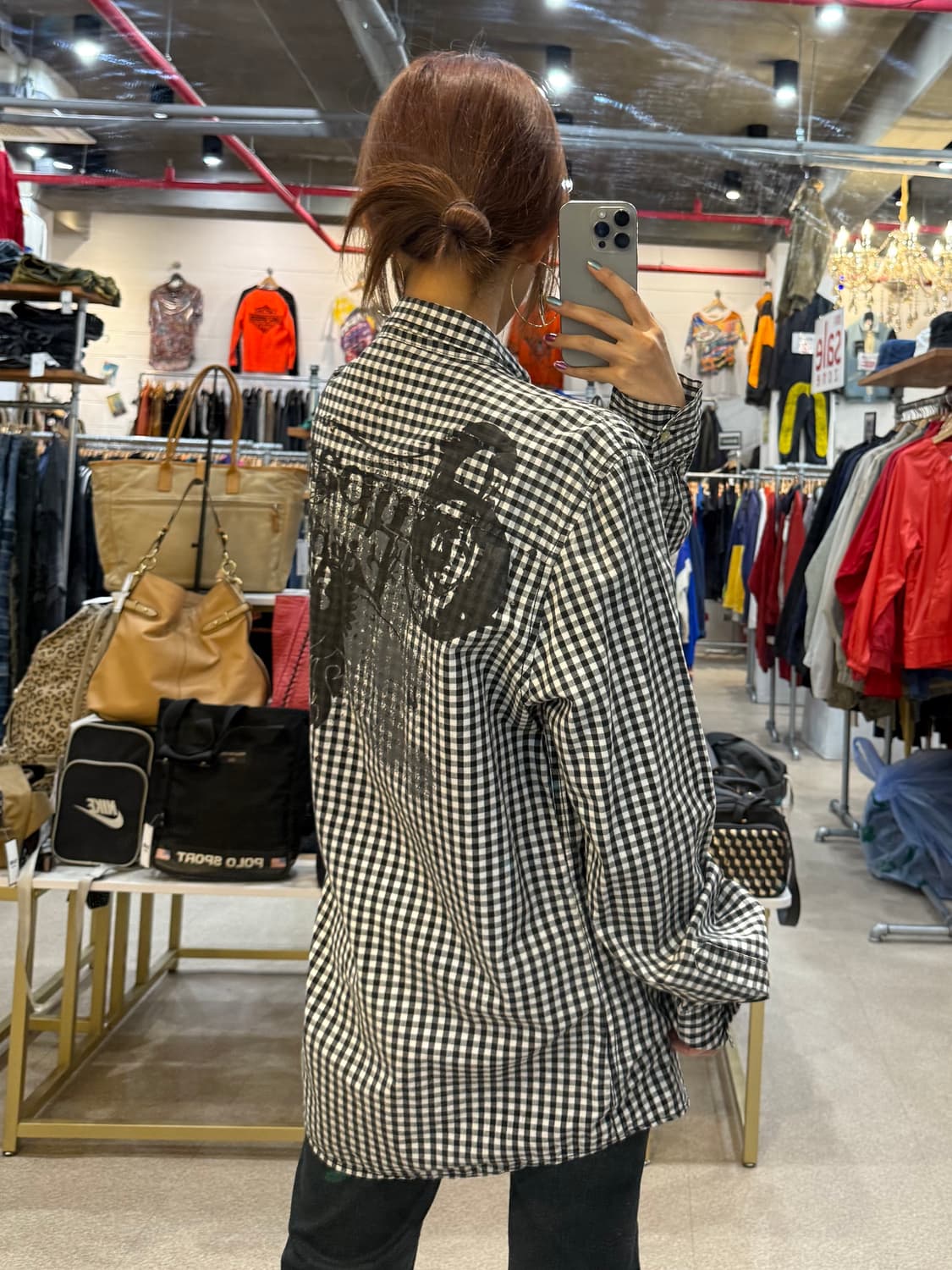 체크 백 프린팅 디테일 셔츠 상품이미지5