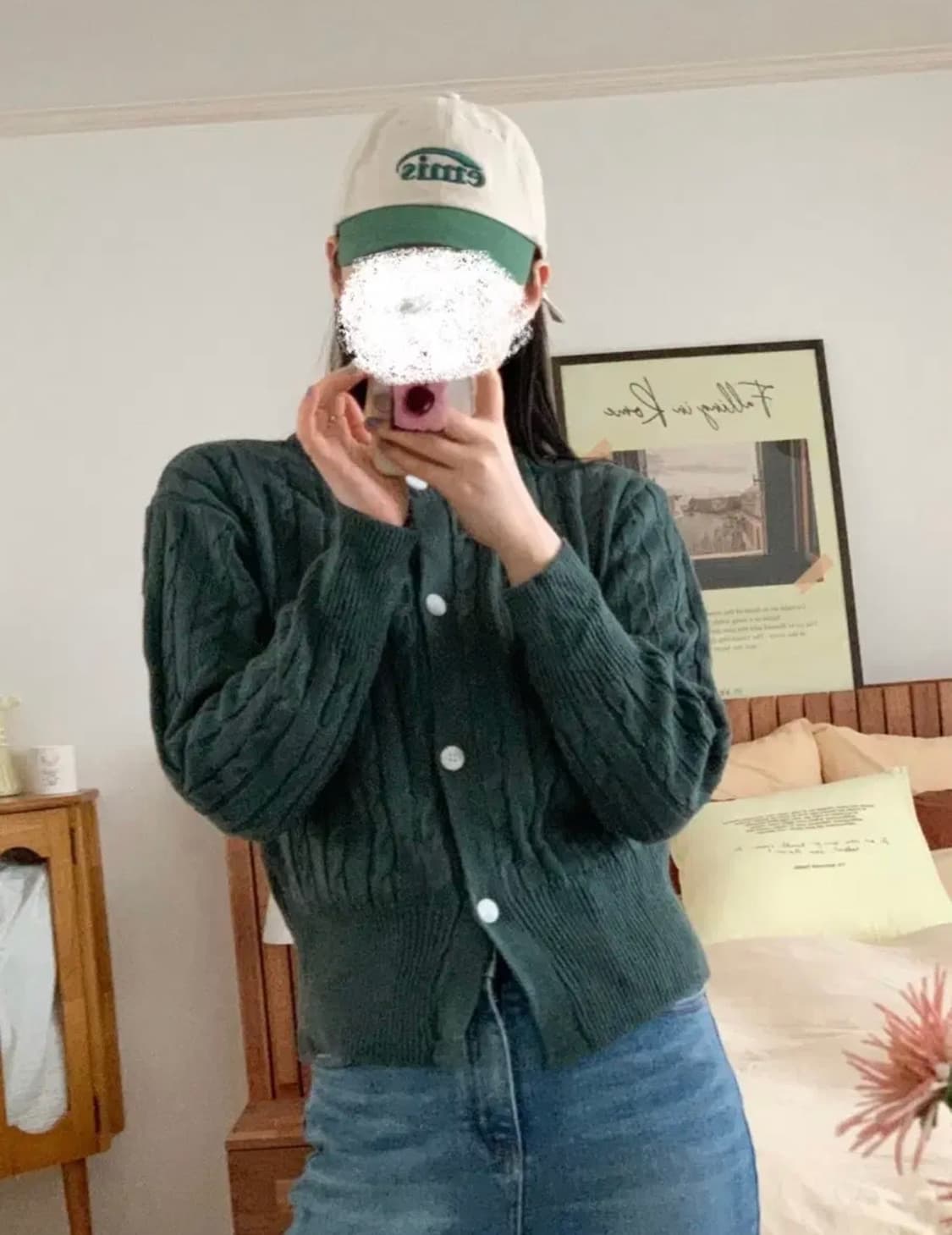 딥그린 초록 꽈배기 케이블 가디건 상품이미지7