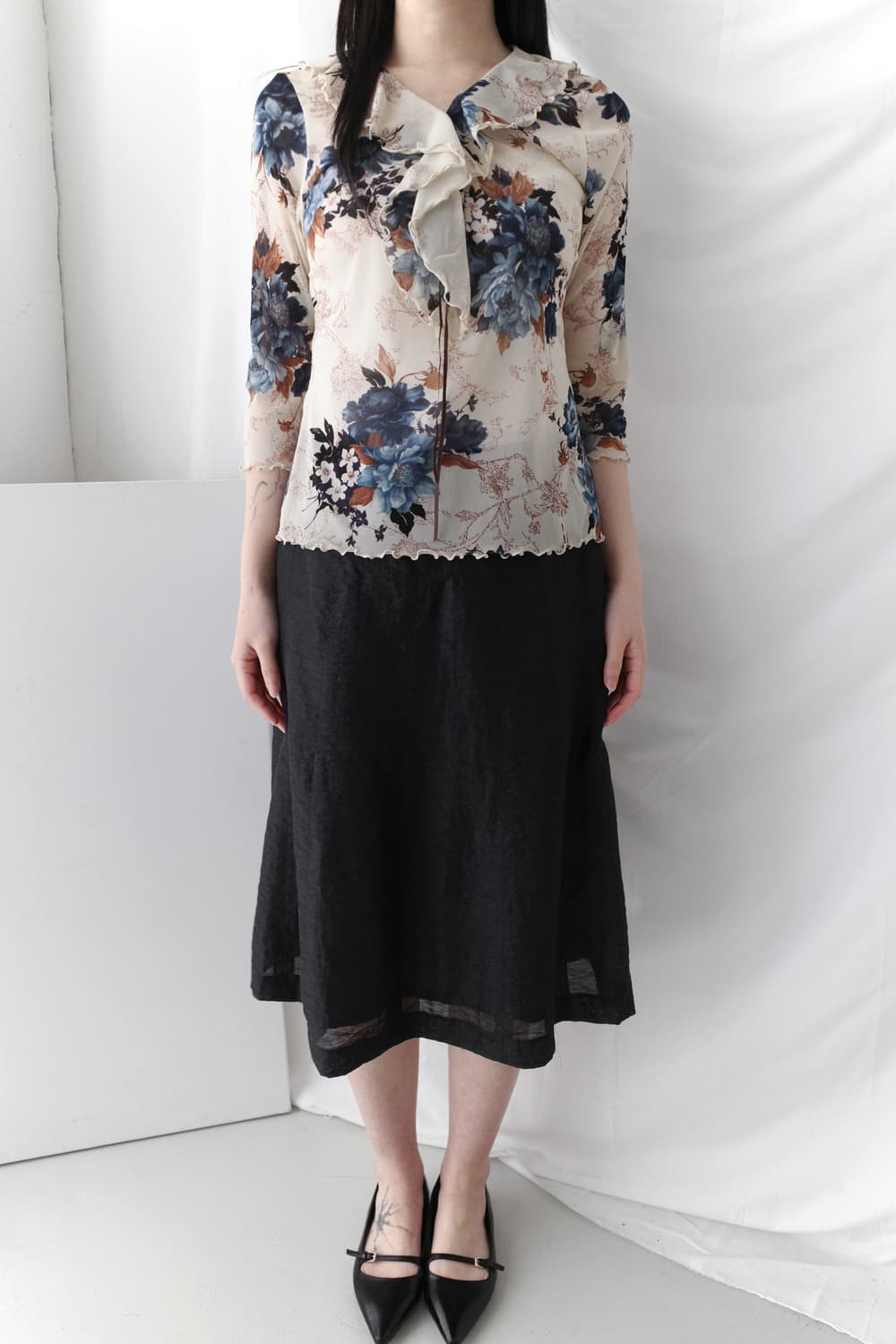 frill flower see-through T 상품이미지6