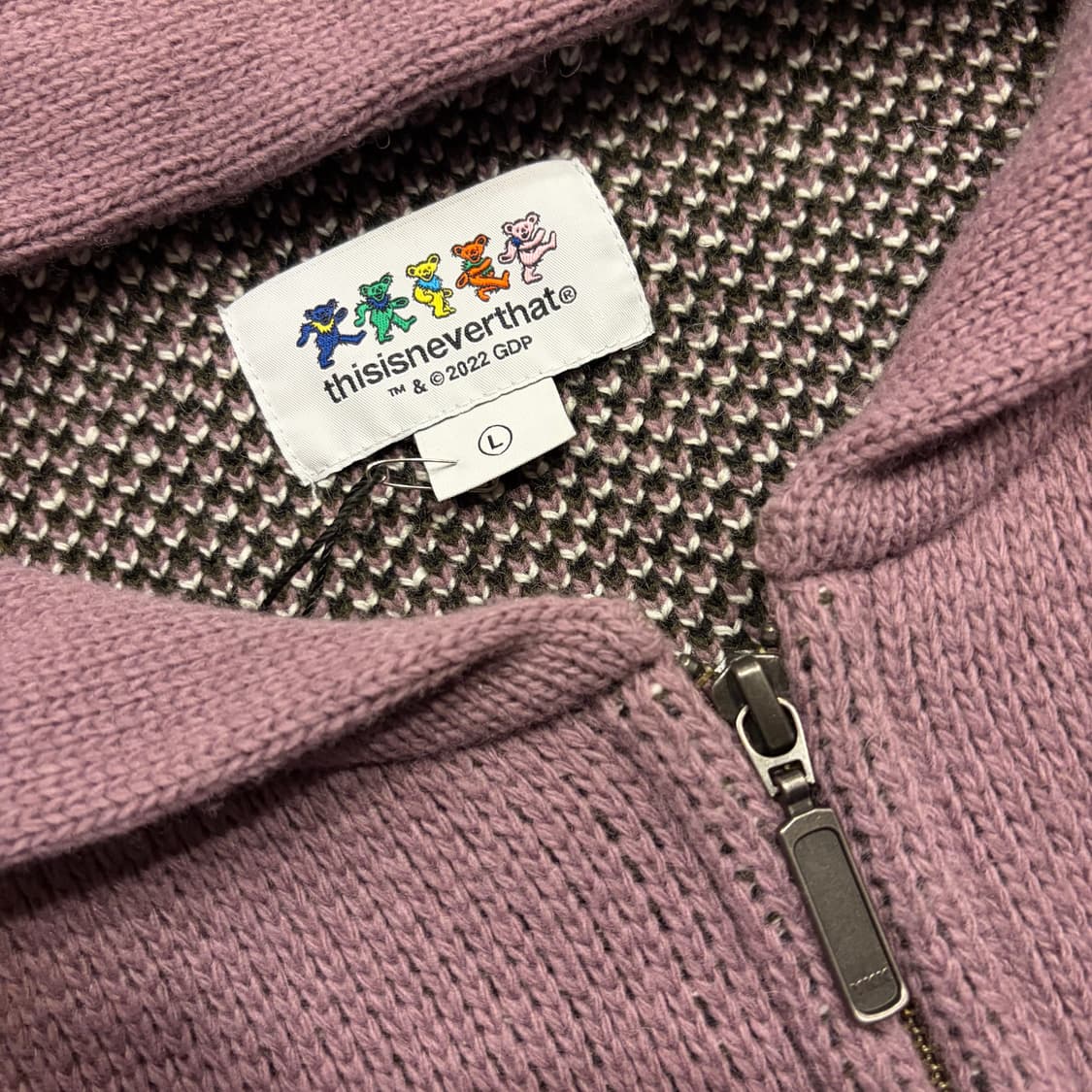 [L] 디스이즈네버댓 x 그레이트풀데드 퍼플 니트 후드 집업 C703 상품이미지4