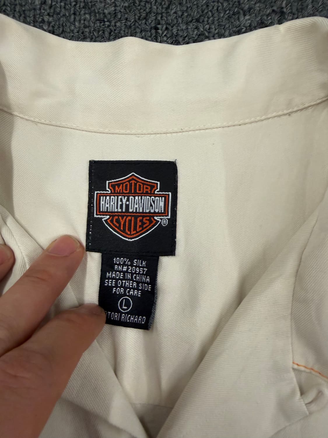 L) 할리데이비슨 빈티지 실크 라이더 바이크 자수 반팔셔츠 상품이미지3