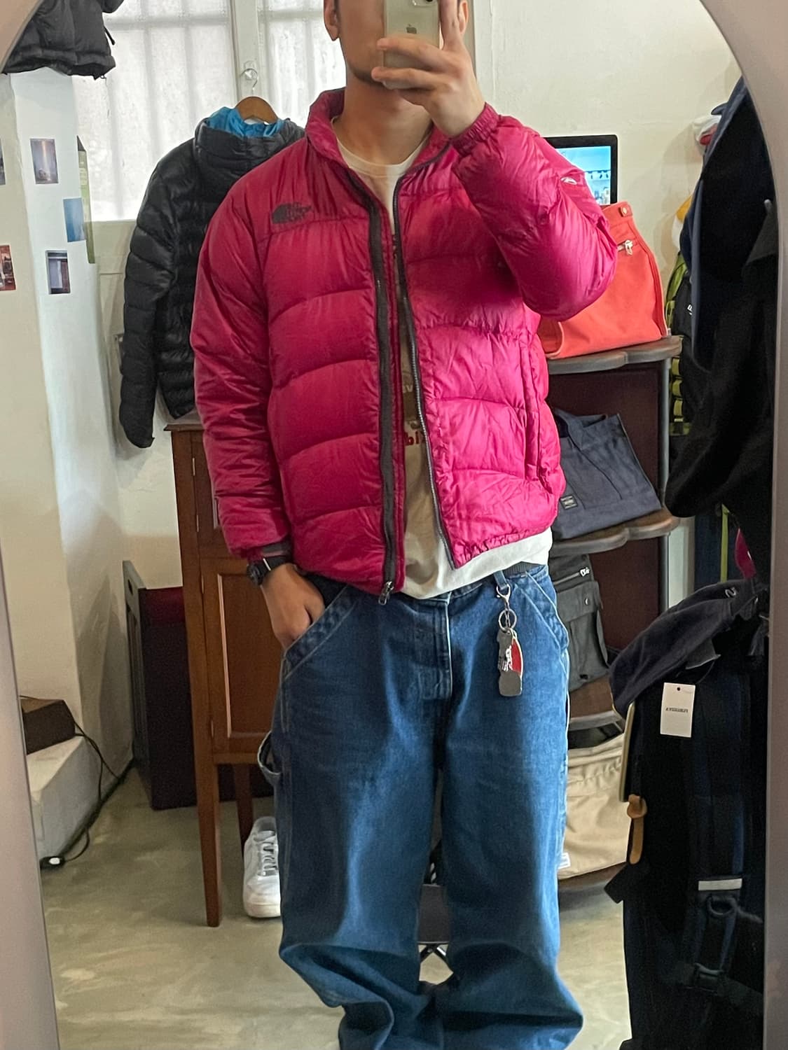 노스페이스 핑크 경량 패딩 95 상품이미지2