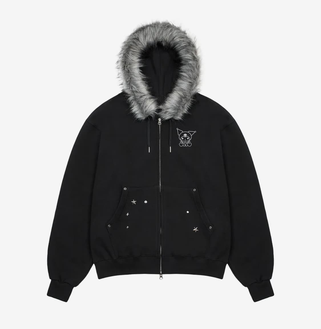 (구해요)러브이즈트루 [KUROMI] FUR HOOD ZIPUP(BLAC 상품이미지1