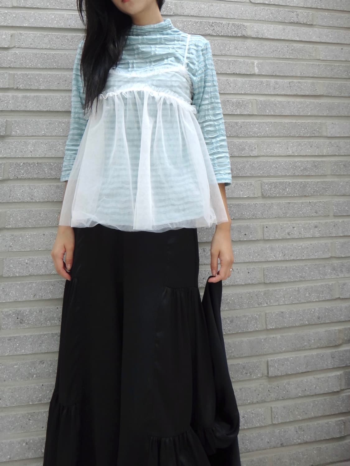 Lace frill layered bustier / white 상품이미지1