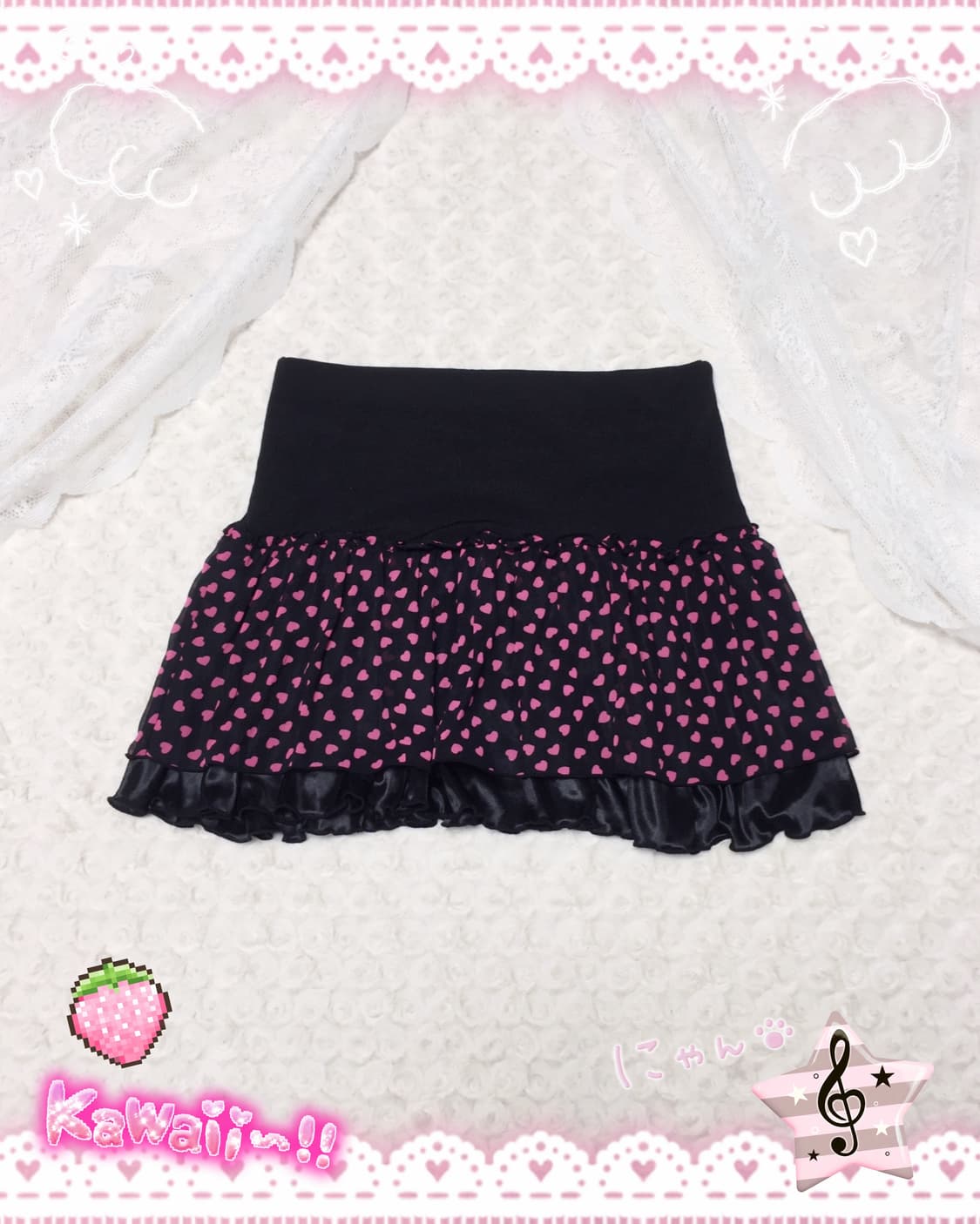 빈티지 펑크갸루 핑크하트 스커트 상품이미지1