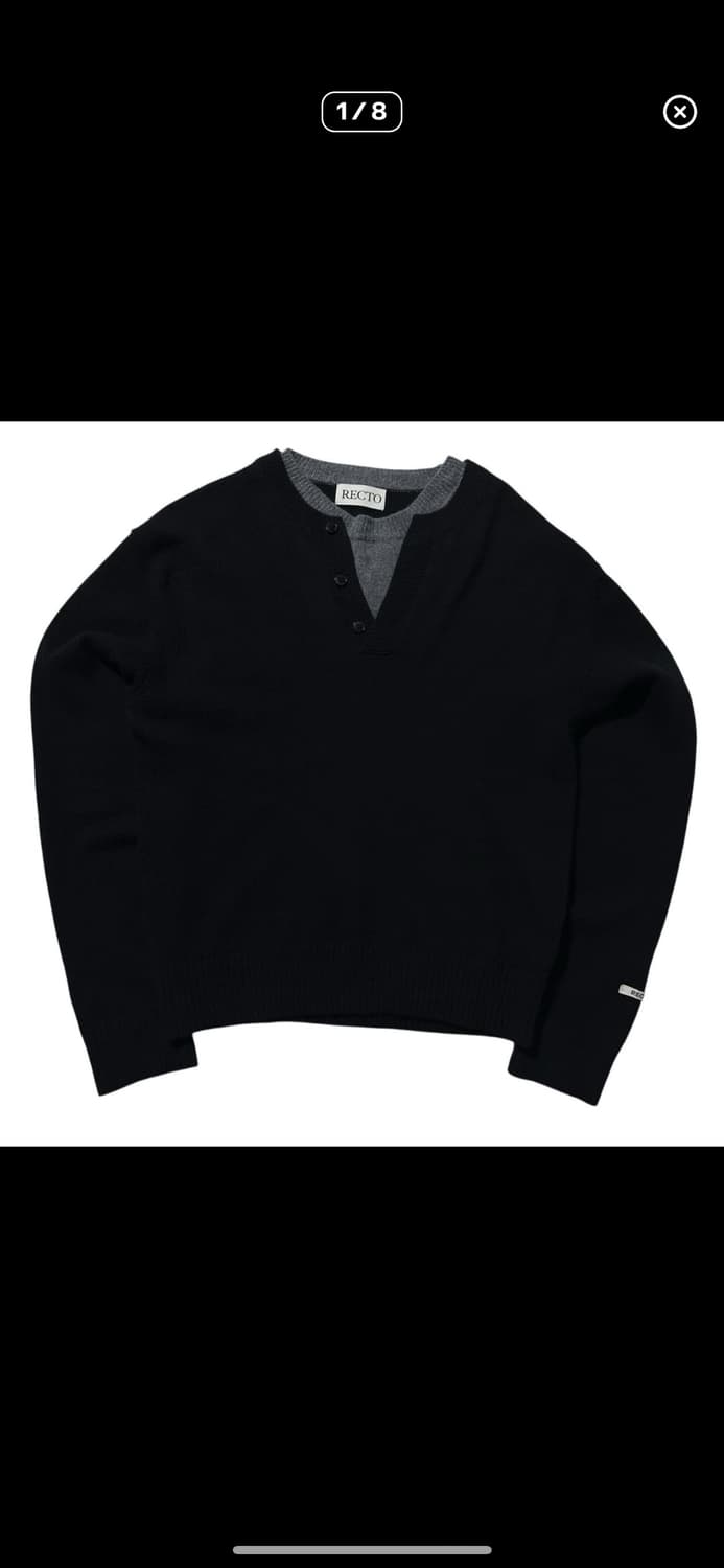 24fw 렉토 울 캐시미어 더블 레이어 니트 블랙 상품이미지1