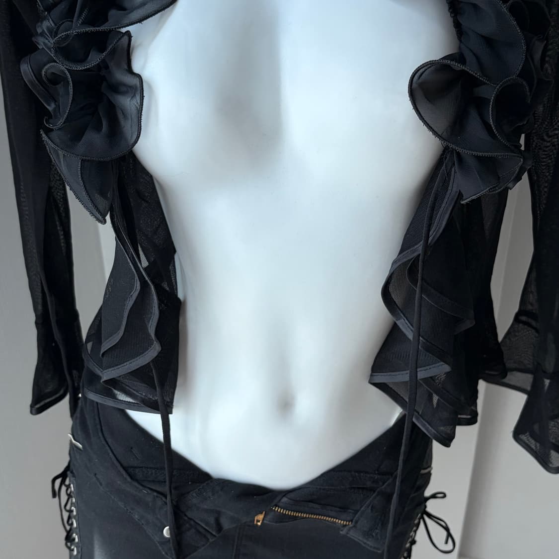 Sheer Ruffle Bolero cardigan 상품이미지3