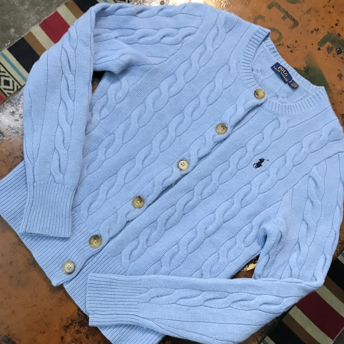 폴로랄프로렌 소라색 라운드넥 케이블 가디건 여성 55 사이즈 상품이미지4