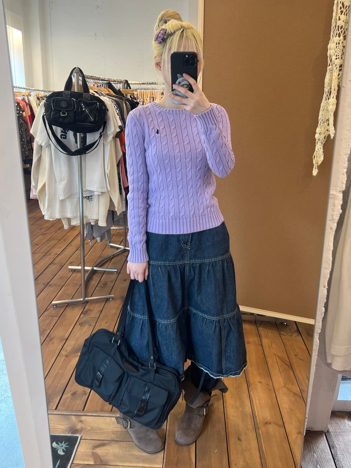 폴로 퍼플 꽈배기 니트 상품이미지2