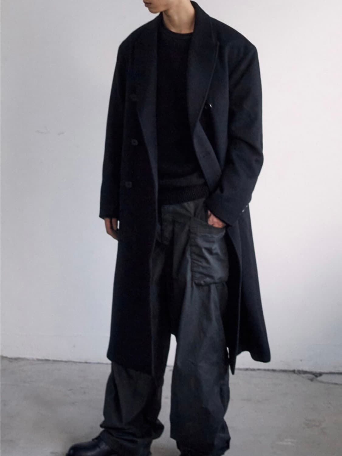 [2] 폴리테루 더블 브레스티드 코트 2.0 블랙 상품이미지3