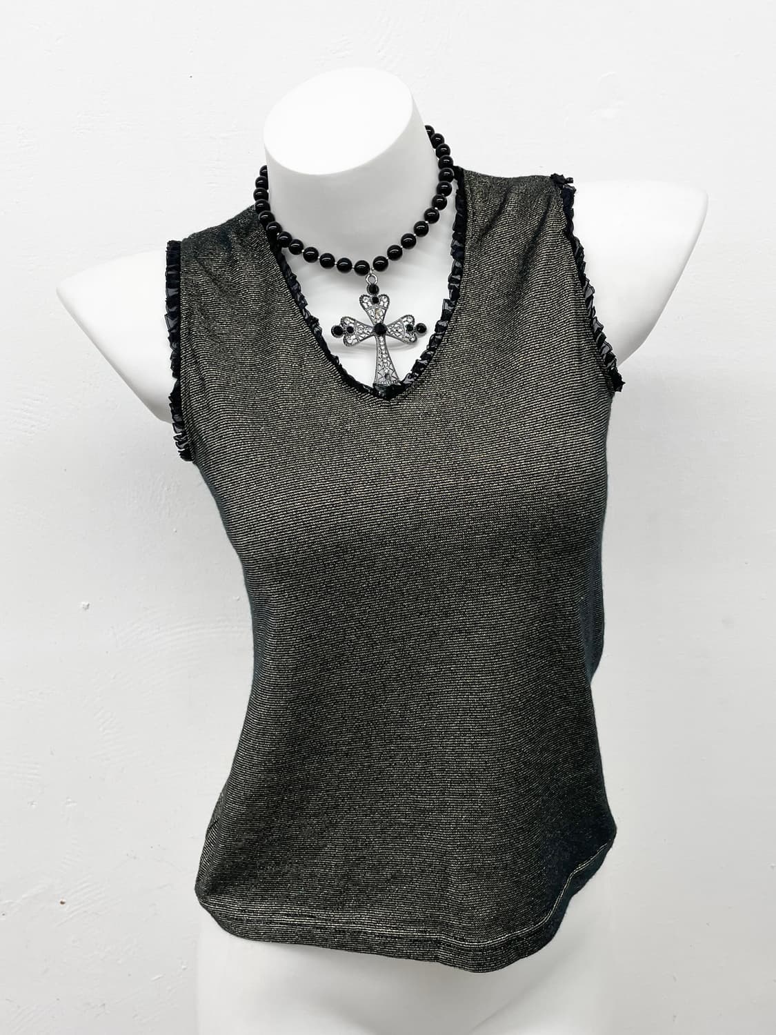 블랙 골드 쉬머 슬리브리스 상품이미지1