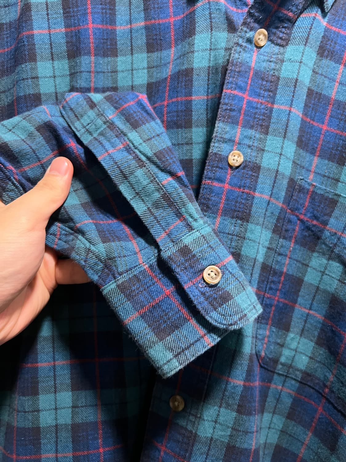 [S]90's L.L.Bean 엘엘빈 USA Made 그린 타탄체크 셔츠 상품이미지5