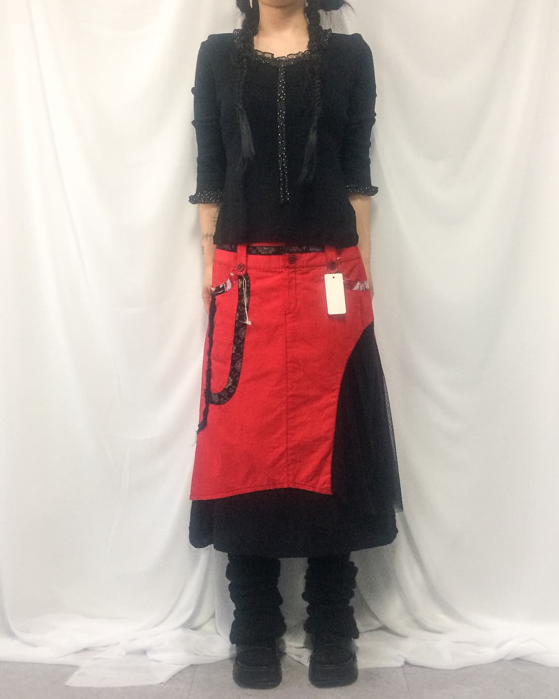 Dot pattern frill point ribbed top 상품이미지1