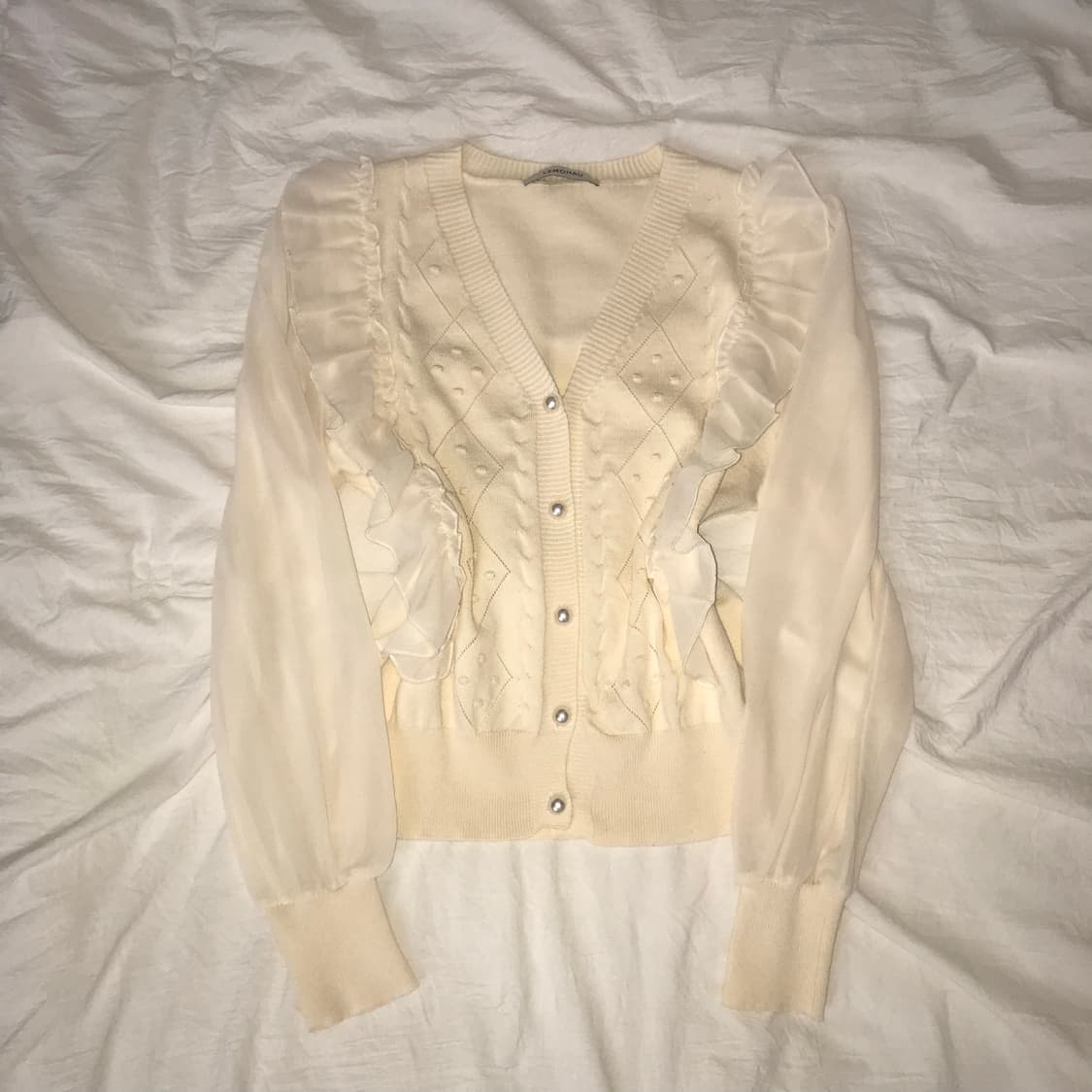 프릴 레이스 니트 가디건 상품이미지1