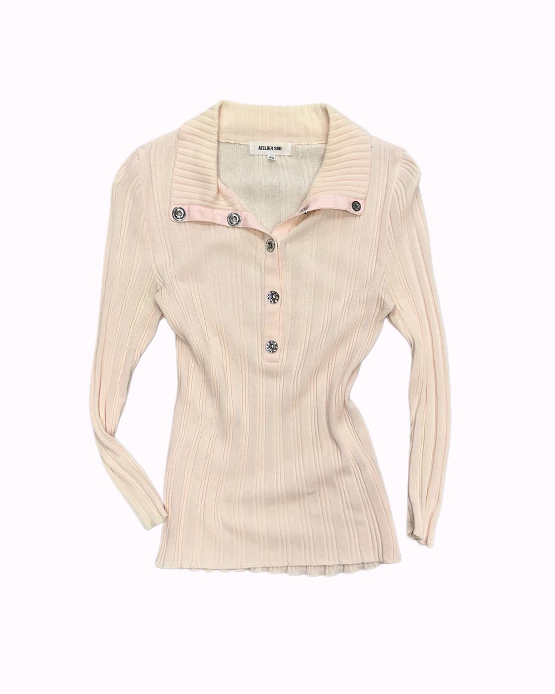 pink ribbed snap t-shirt 상품이미지1