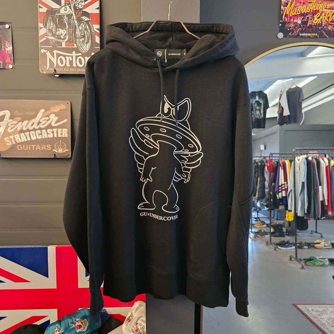 GU x 언더커버 후드티 블랙 그래픽 오버핏 콜라보 후디 상품이미지1