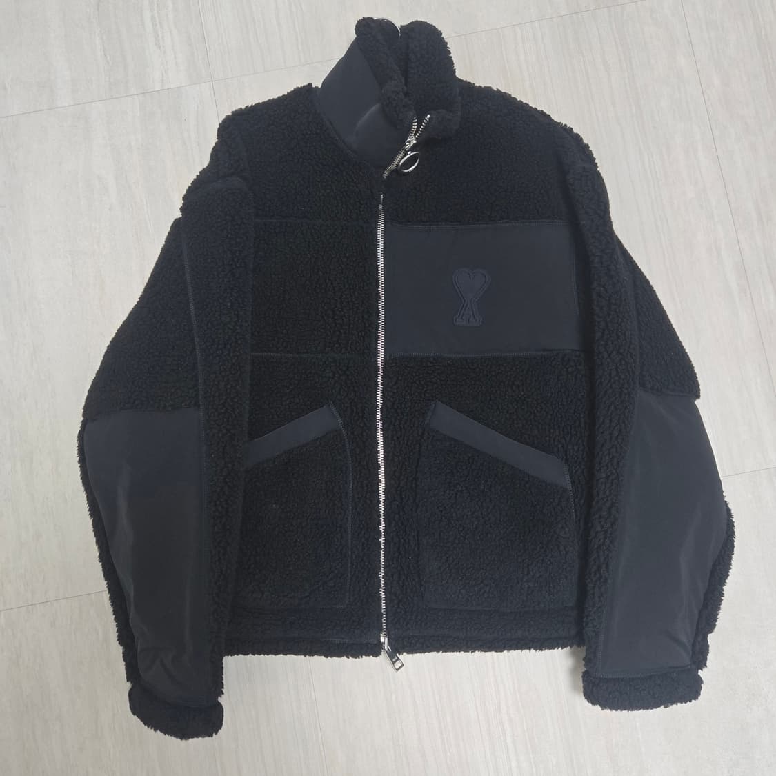 [S] 아미 하트패치 플리스 자켓 블랙 상품이미지1