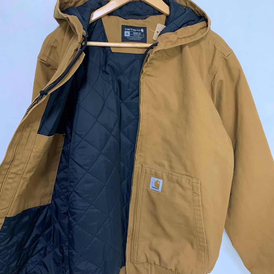 칼하트 빈티지 후드 봄버 자켓 카멜 브라운 XL 남녀공용 루즈핏 상품이미지5