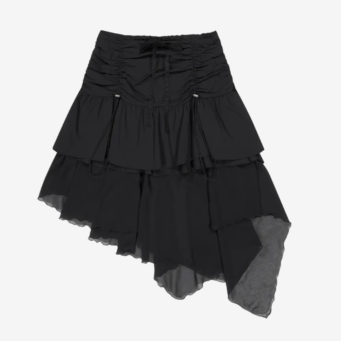 LAYERED CHIFFON SKIRT [BLACK] 상품이미지1
