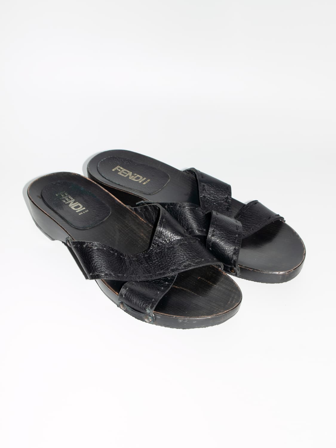 Leather Upper Wood-sole Clogs 상품이미지1