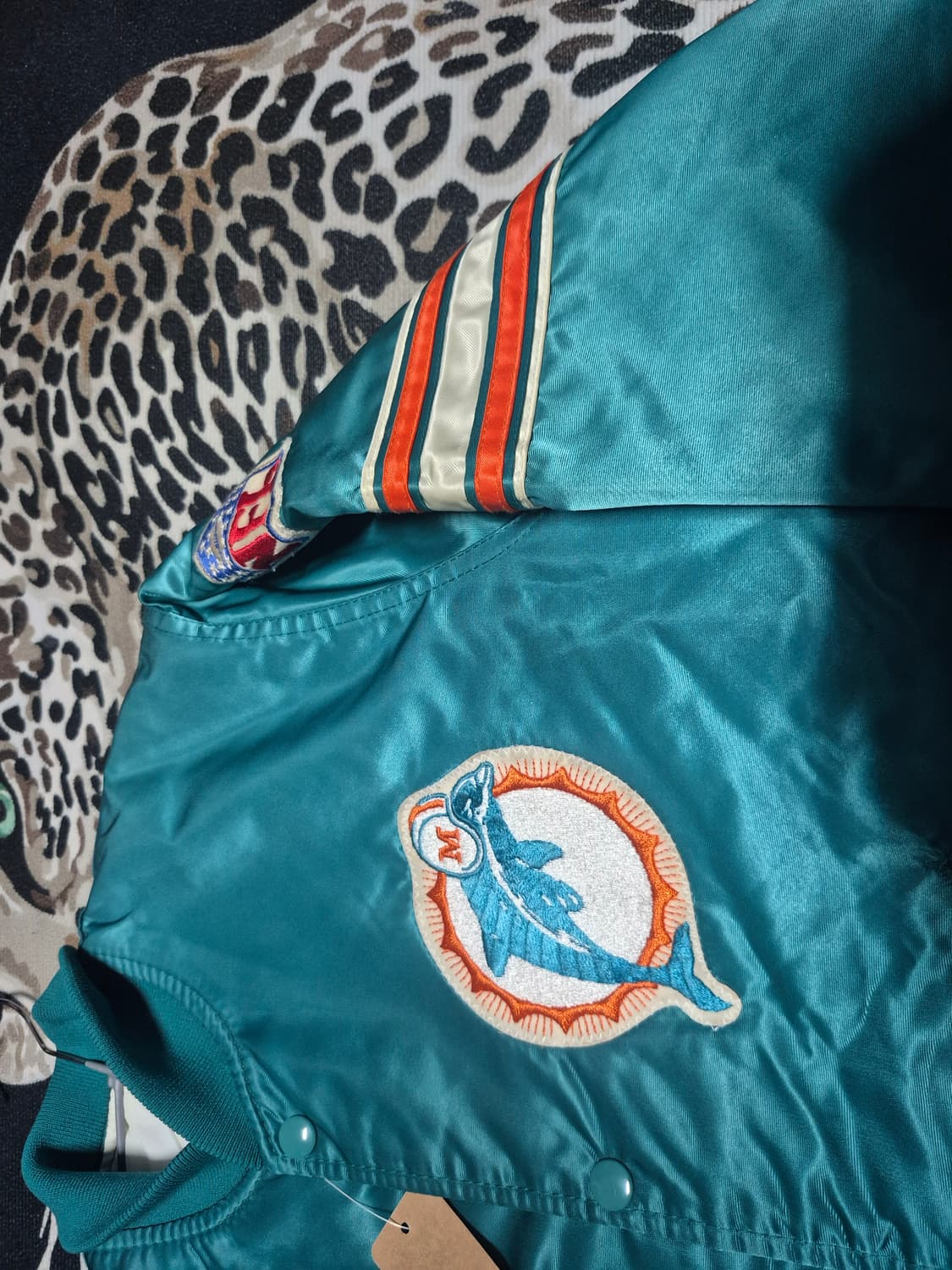 90's 스타터 마이애미 돌핀스 빈티지 새틴 바시티 자켓 s 상품이미지2
