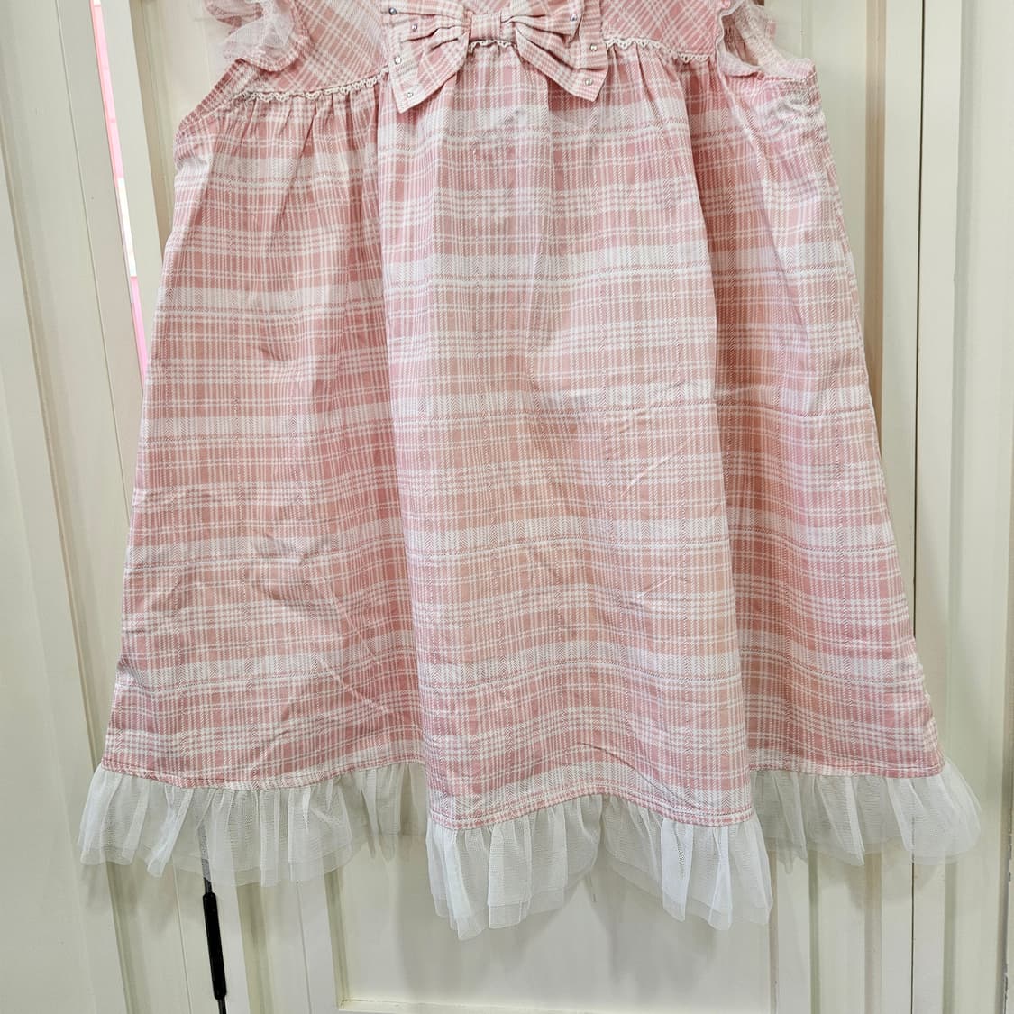 핑크 체크 레이스 튤 블라우스 상품이미지7