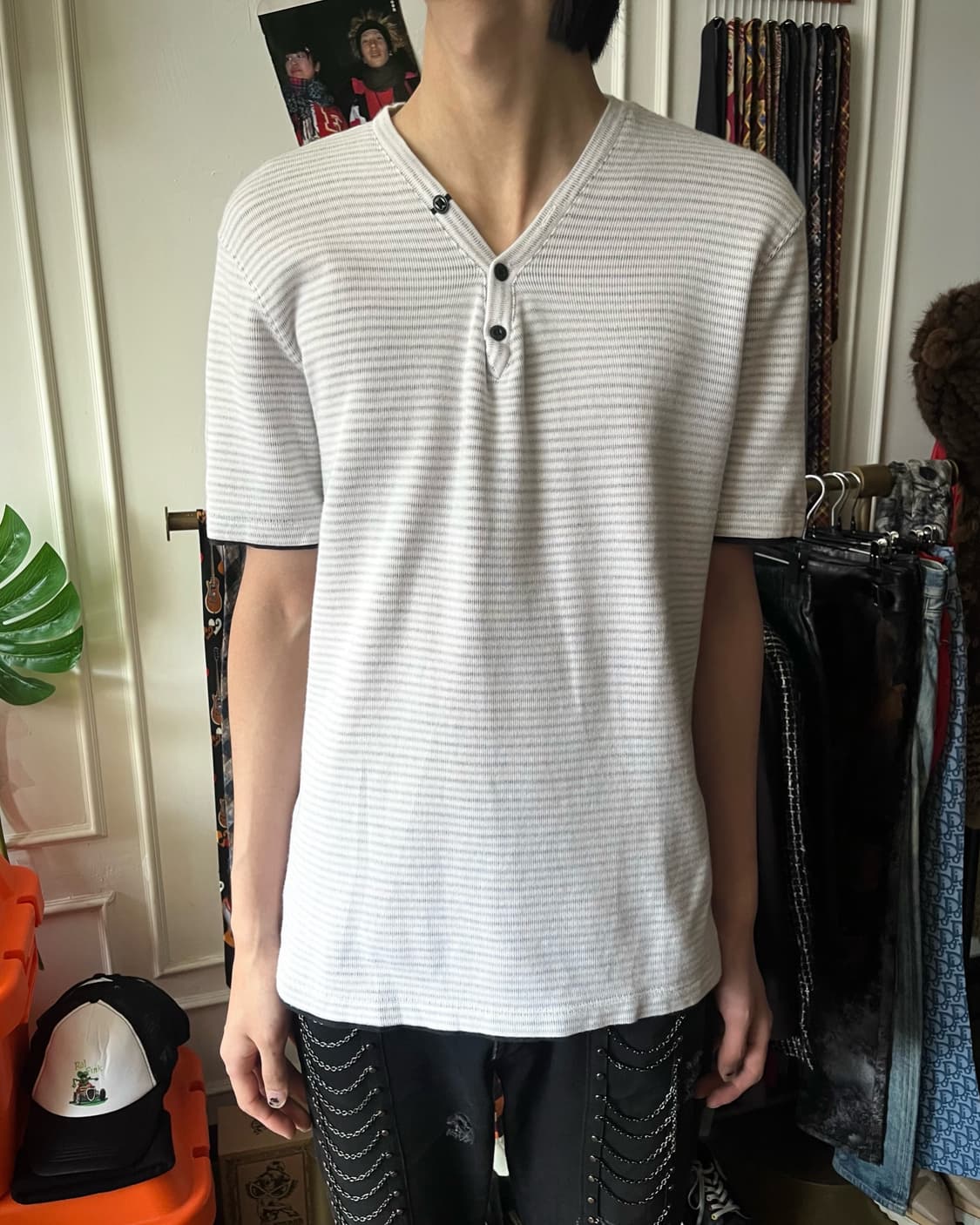 NICOLE CLUB FOR MEN 1/2 White Stripe Top 상품이미지2