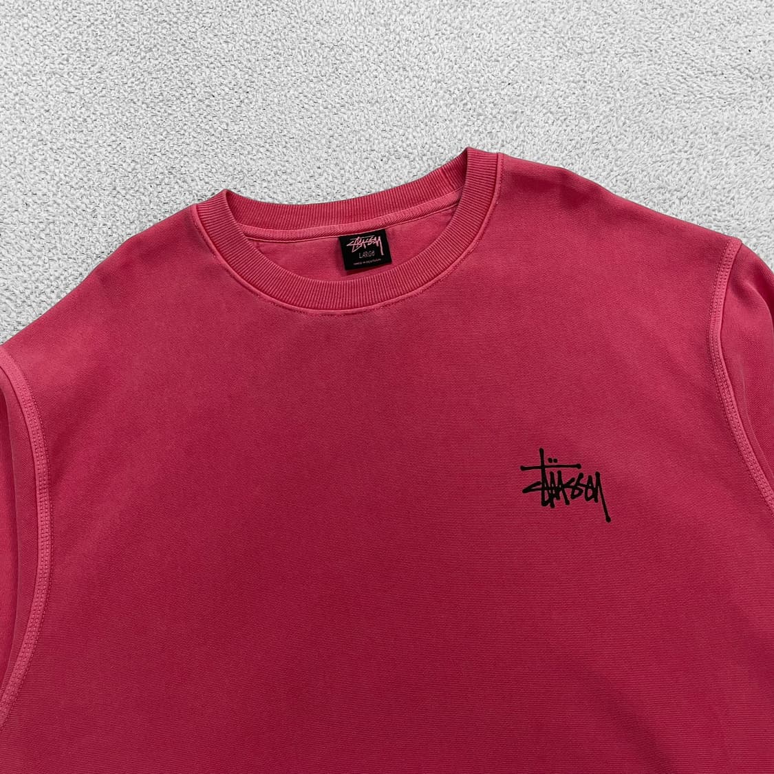 스투시 Stussy 베이직 로고 피그먼트 맨투맨 뉴트럴핑크 상품이미지4