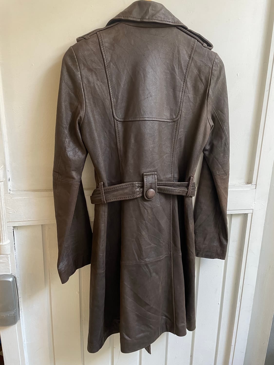 일본 빈티지 양가죽 트렌치 코트 상품이미지4