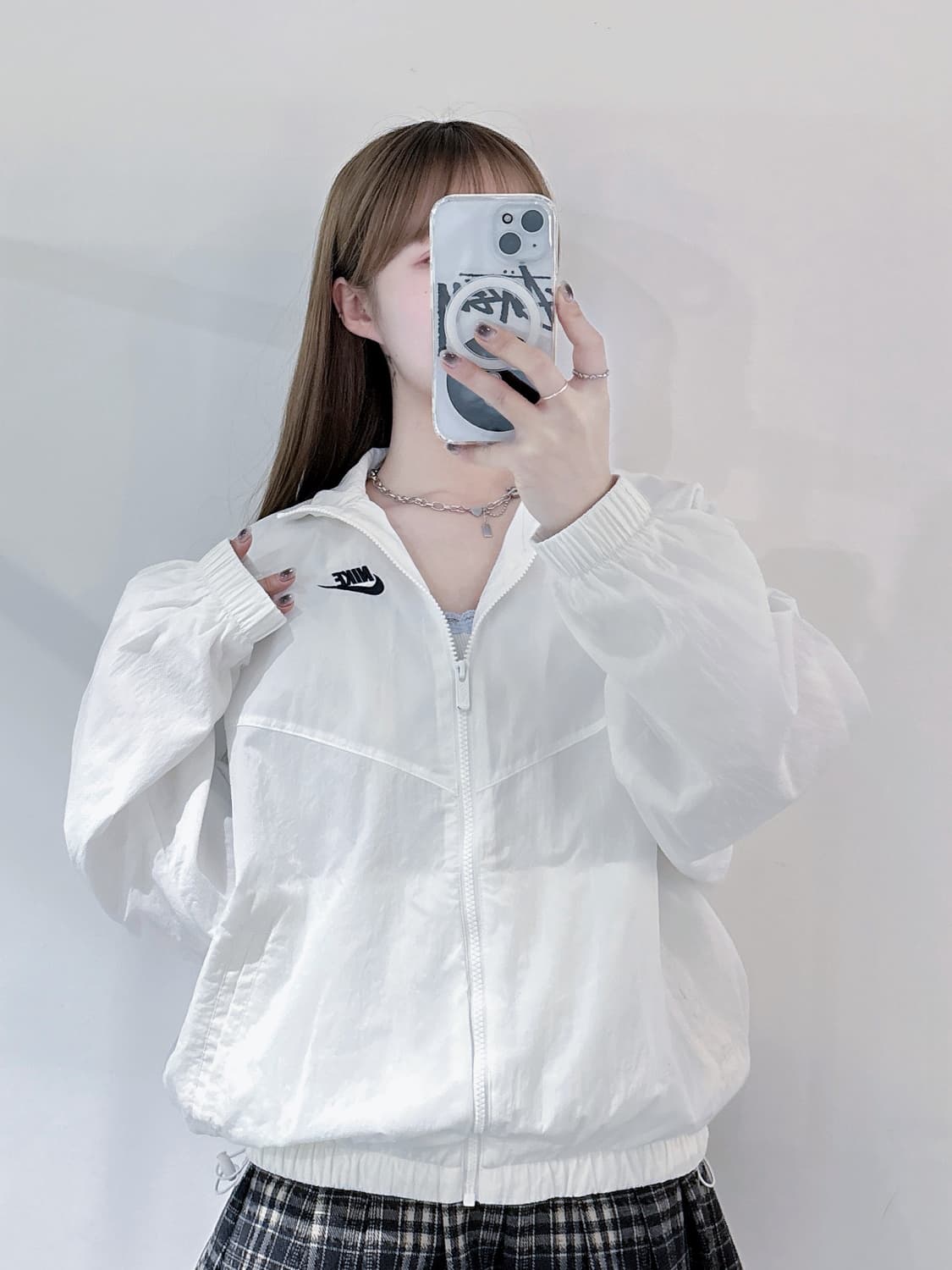 나이키 화이트 스우시 오버핏 바람막이 상품이미지2