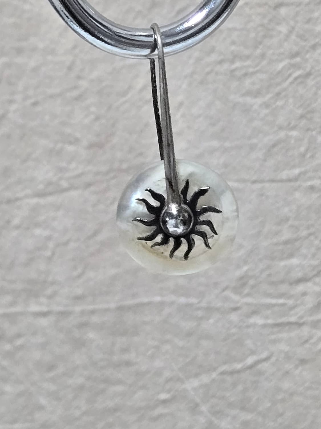 남미 빈티지 실버 × 자개 선(Sun) 모티브 드롭 이어링 상품이미지9