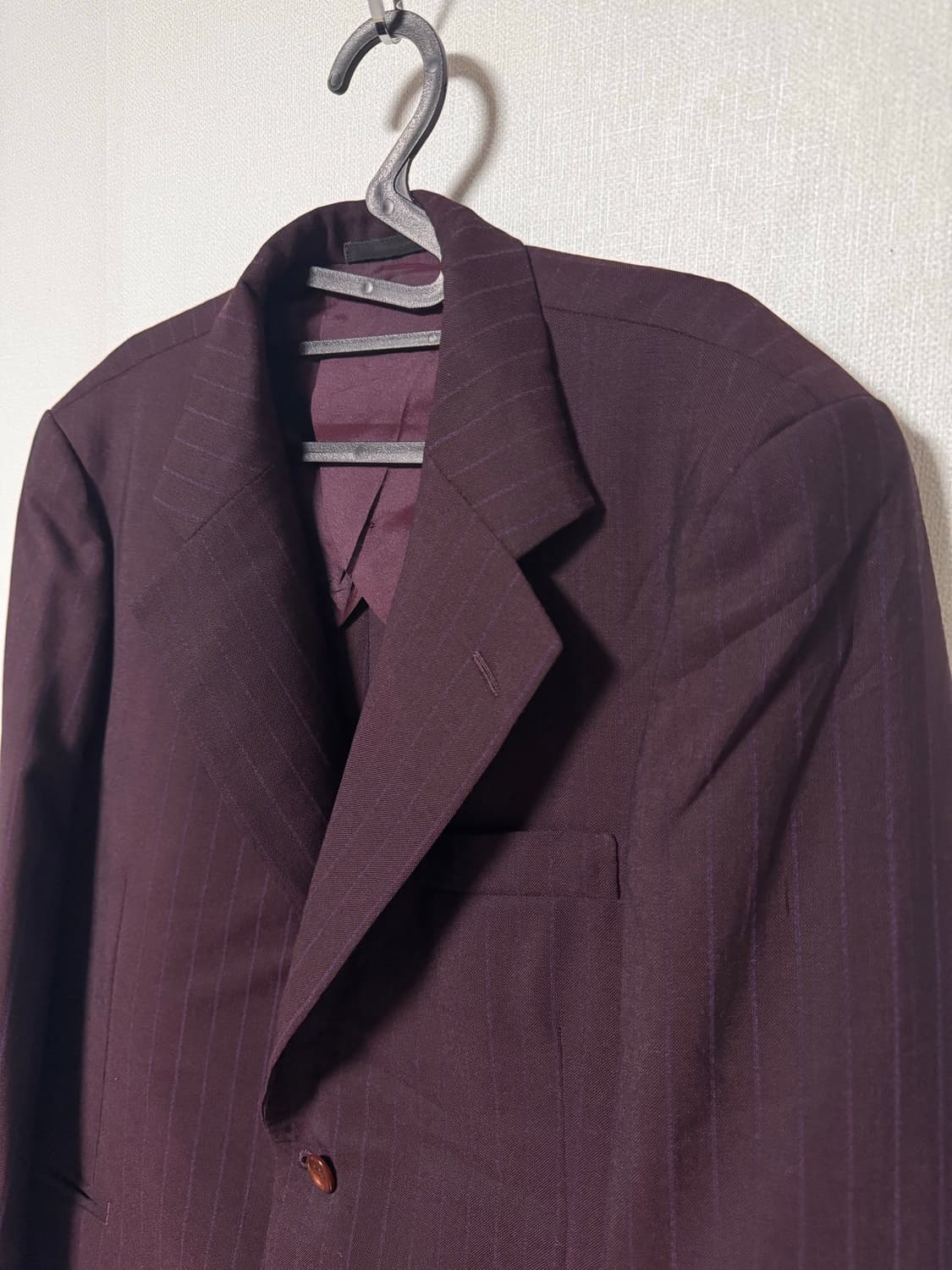 일본 도쿄 신주쿠 커스텀 와인색 스트라이프 정장 자켓 상품이미지1