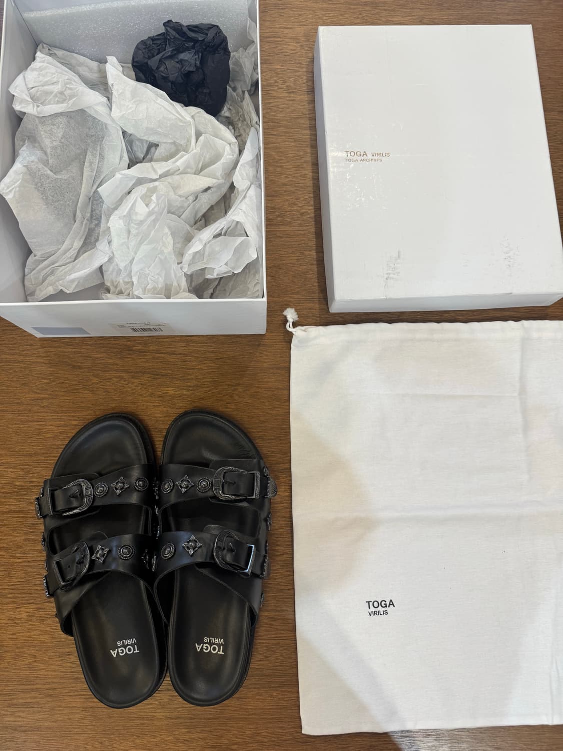 [41]토가 비릴리스 블랙 레더 건메탈 샌들  상품이미지10