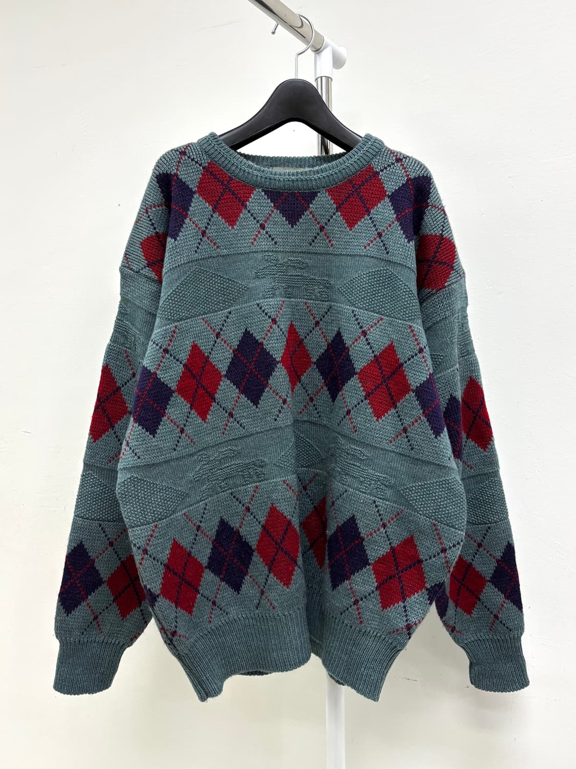 빈티지 아가일 울 니트 스웨터 상품이미지5