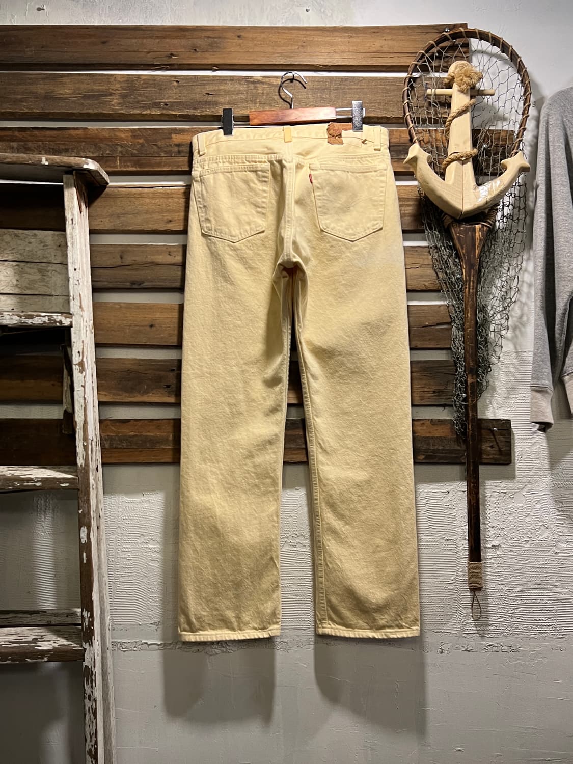 [34]90's 리바이스 501 USA 크림옐로우 데님 팬츠 S41 상품이미지2