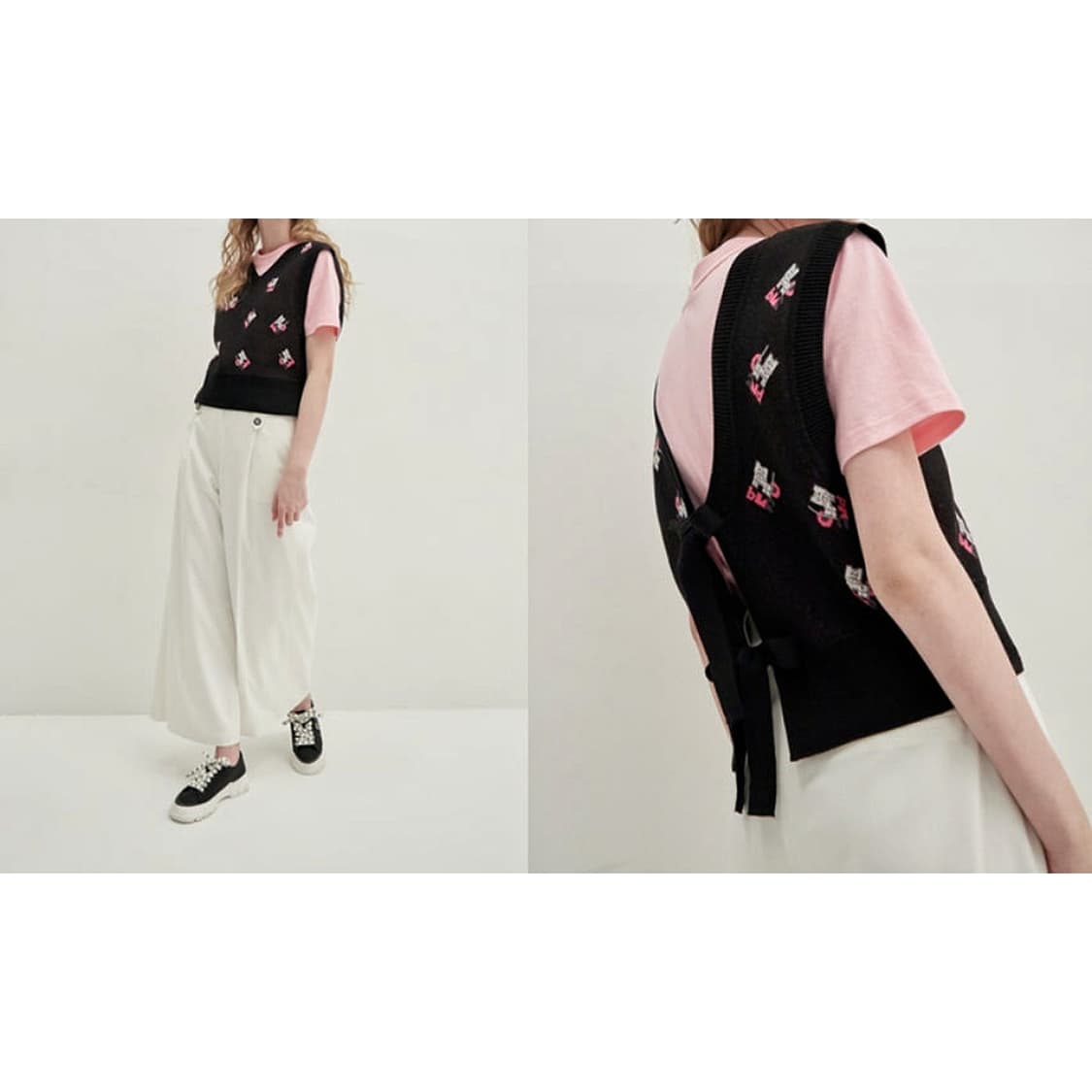 오즈세컨 픽셀아트 니트 베스트 상품이미지2