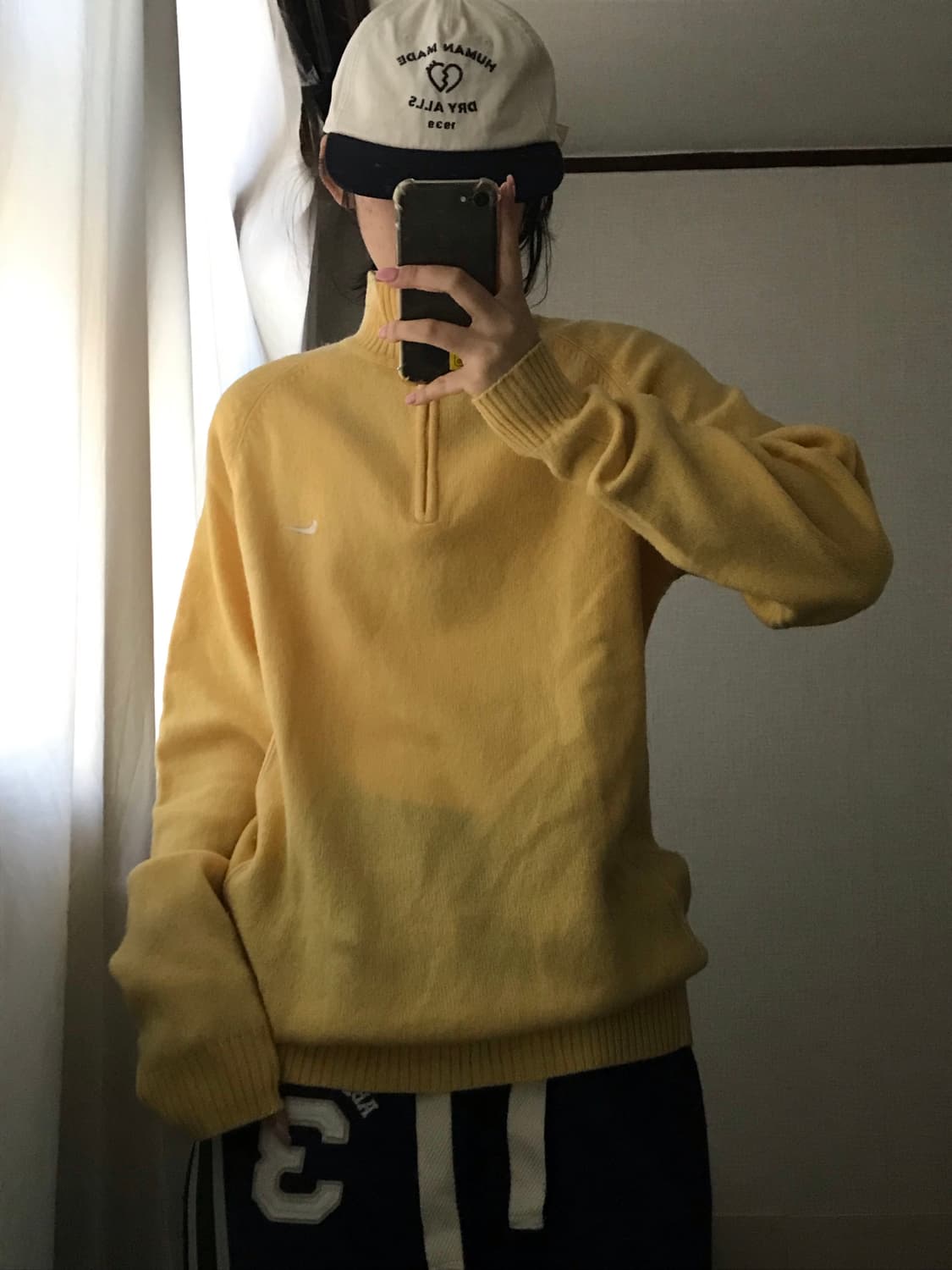 나이키 연노랑 니트 반집업 상품이미지5