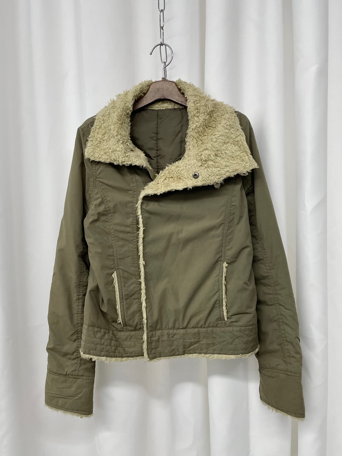 카키 퍼 크롭 야상 자켓 상품이미지6