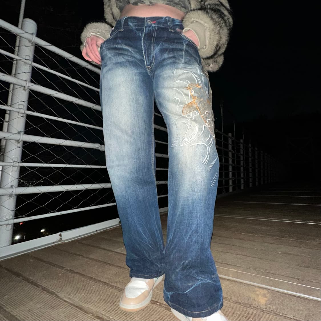 ETEGNAL gold carp denim pants 상품이미지1
