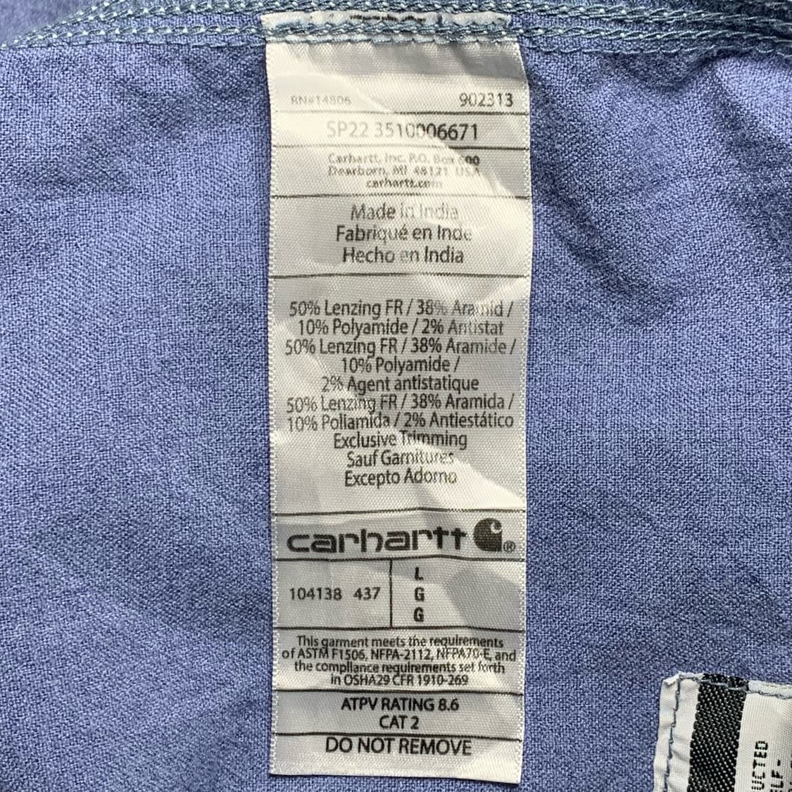 [L] 칼하트 FR 샴브레이 워크셔츠 상품이미지5